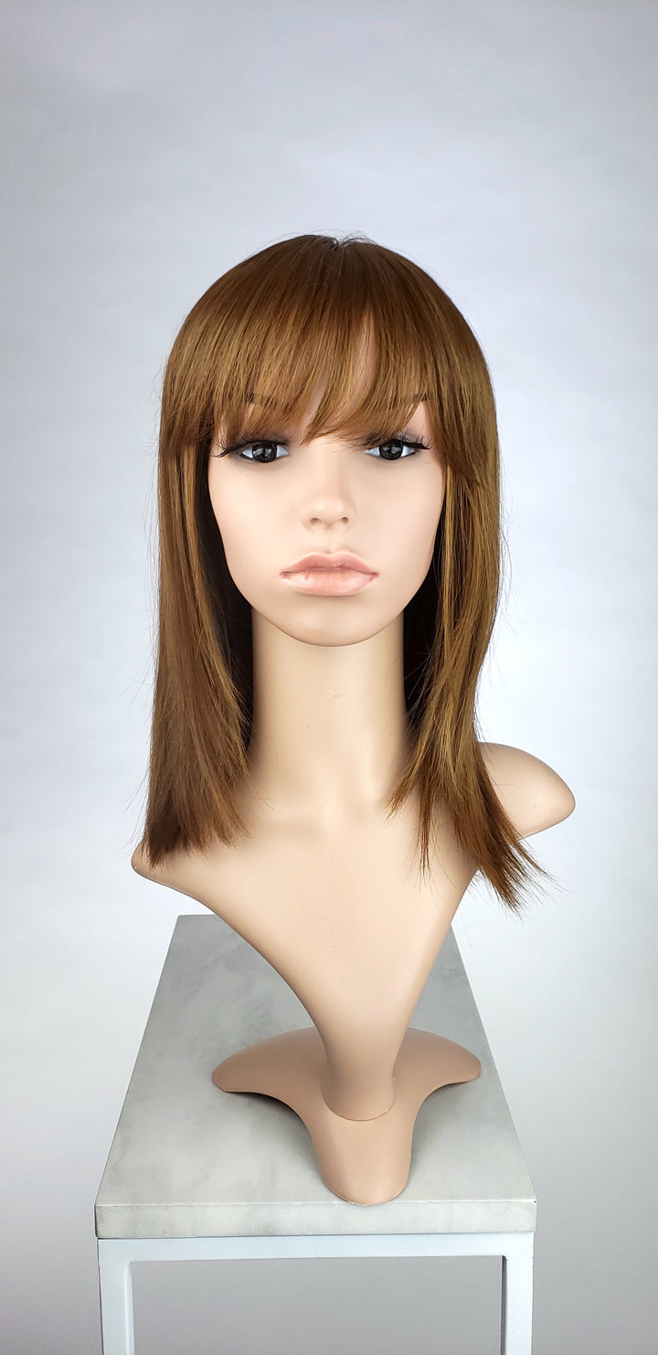 Reddish Brown Medium Length Bob with Bangs Fashion Wig HSMSS55