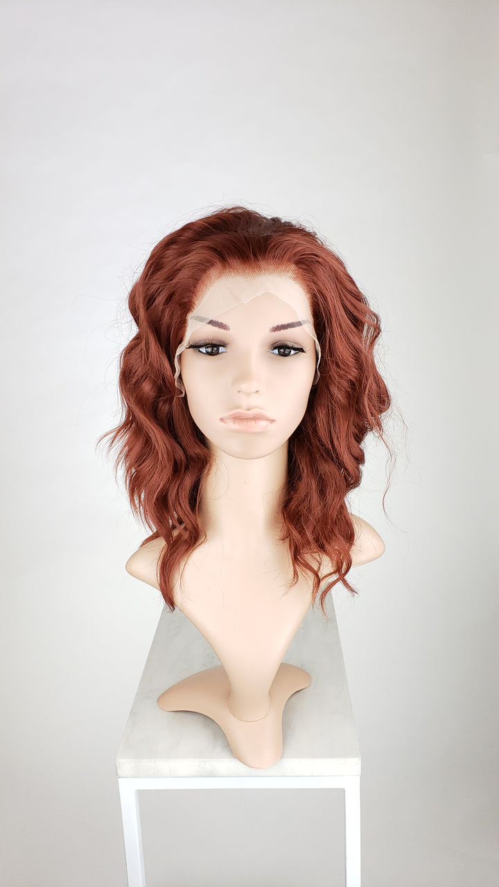Bold Red Medium Length Curly Bob Lace Front Wig - Princess Series LPFAE53  Pose Wigs