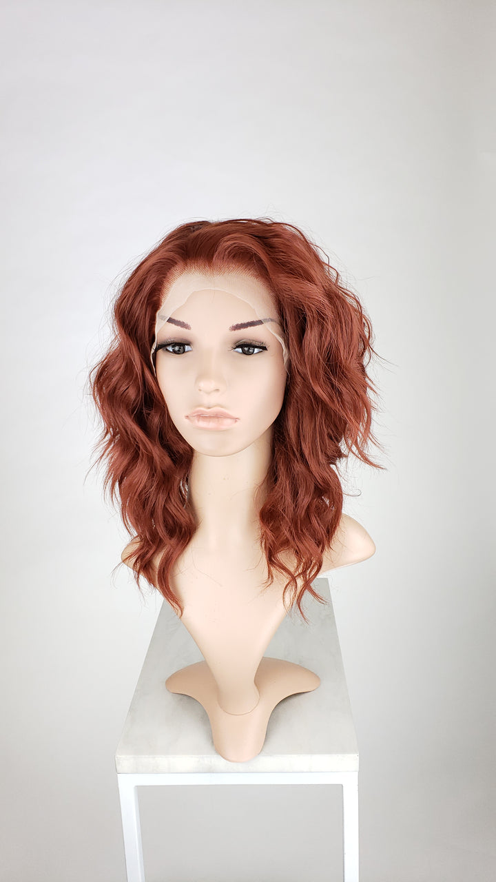 Bold Red Medium Length Curly Bob Lace Front Wig - Princess Series LPFAE53  Pose Wigs