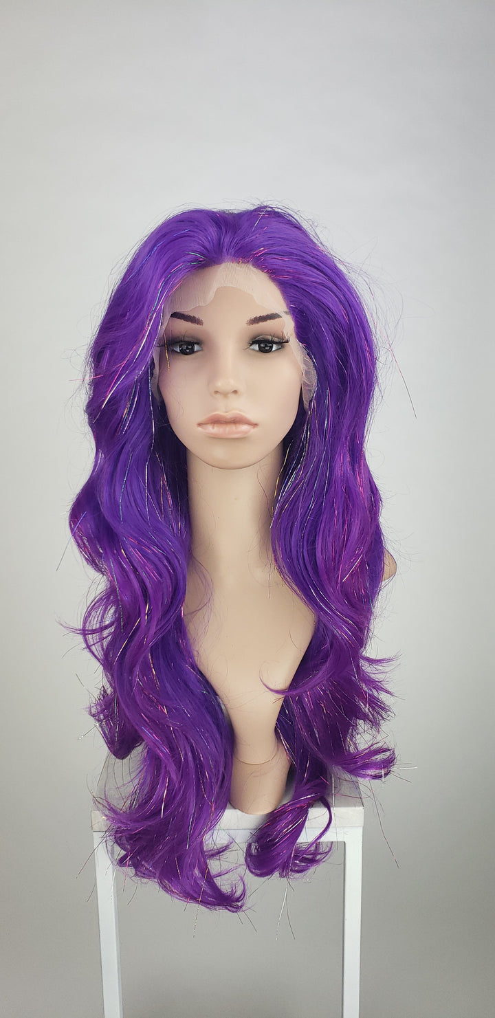 Pose Wigs Glitter Purple Ombre Long Wavy Lace Front Wig - Princess Series LPSHN242