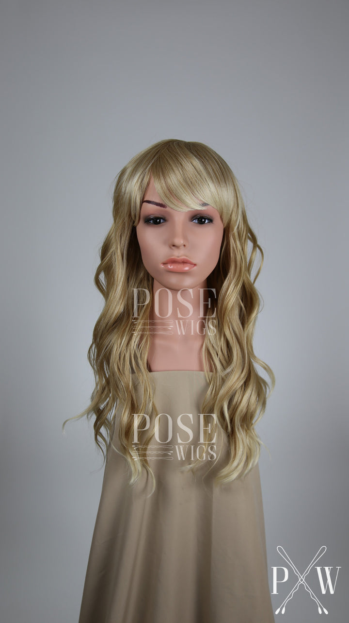 Strawberry Blonde Ombre Long Wavy with Bangs Fashion Wig HSOPH91