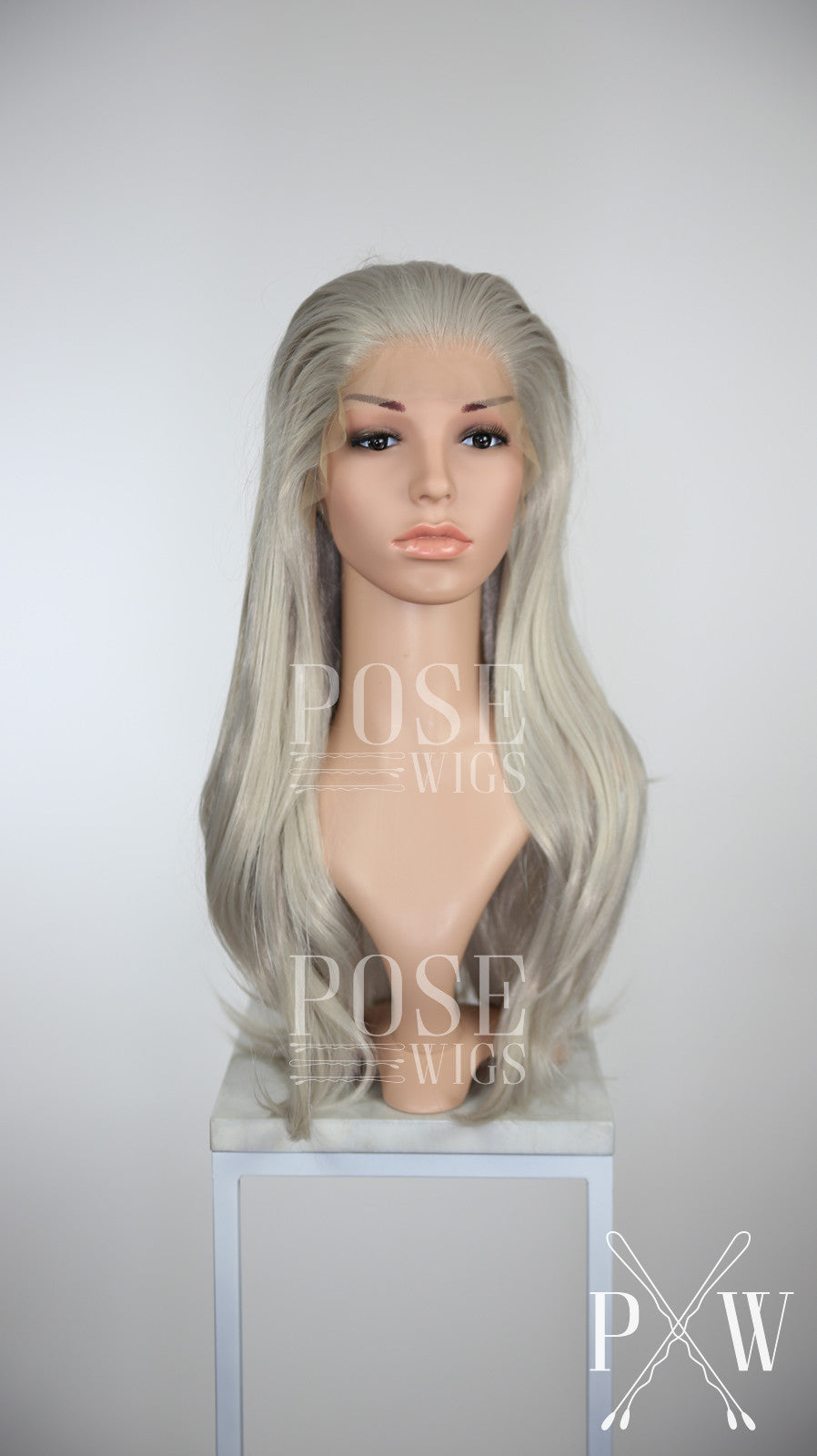 Silver Grey Long Straight Lace Front Wig - Princess Series LP012
