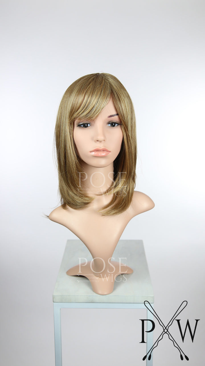 Brown Mix Medium Length Bob with Bangs Fashion Wig HSKLY26
