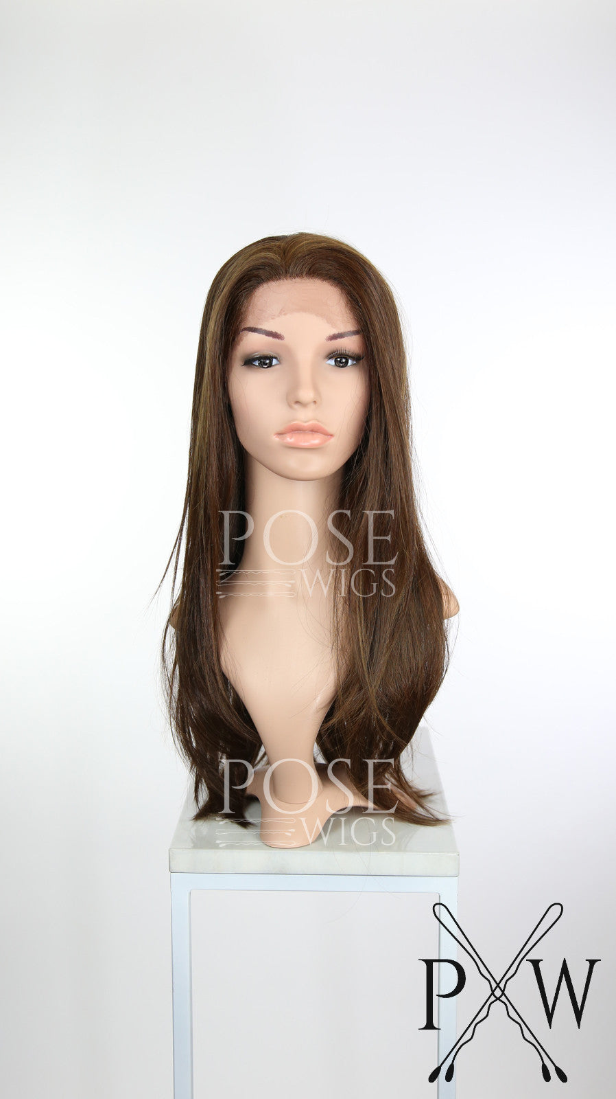 Dark Brown with Highlights Long Straight Lace Front Wig - Lady Series LLDAH18