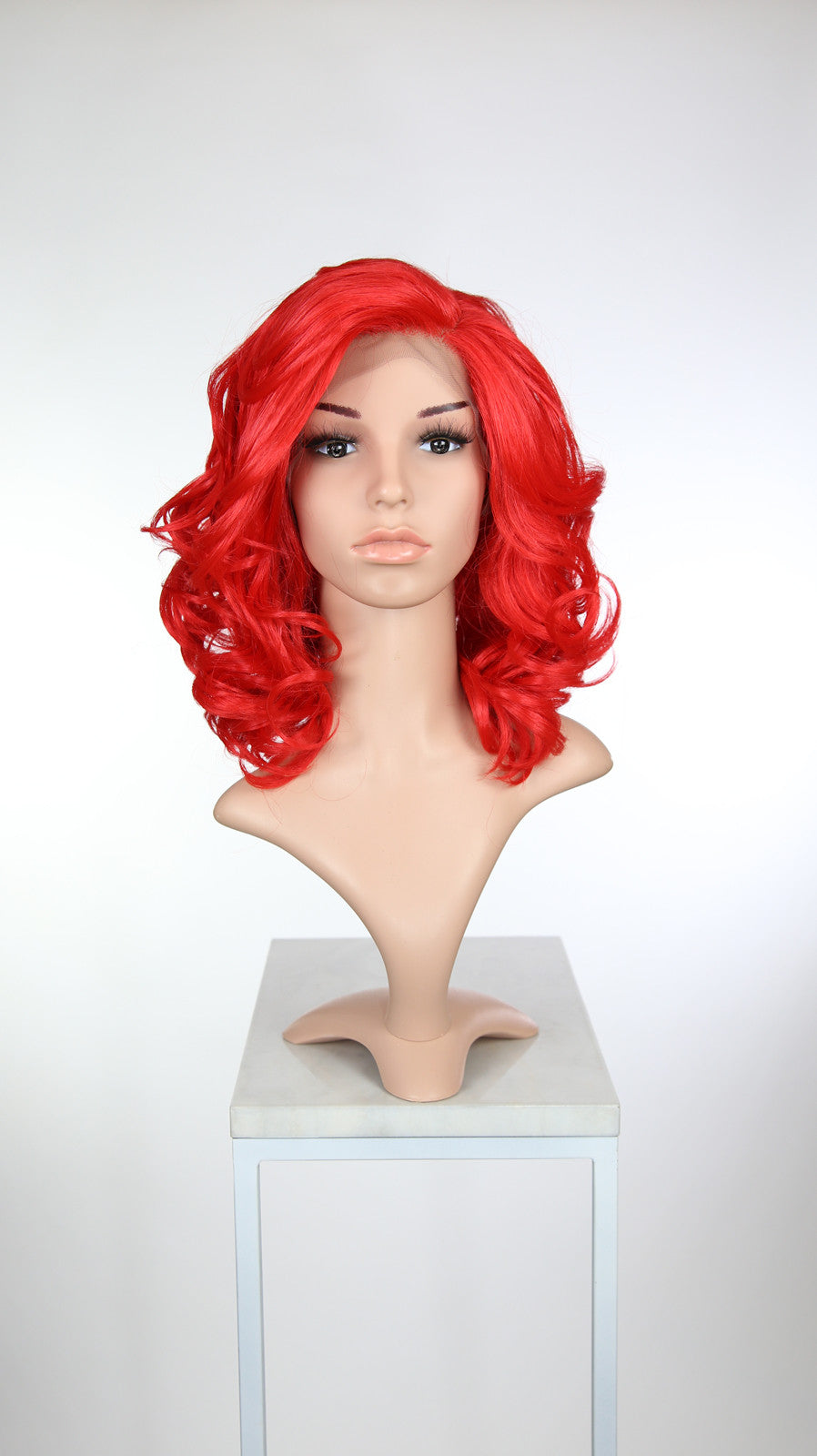 Bright Red Medium Length Curly Lace Front Wig - Duchess Series LDREA155