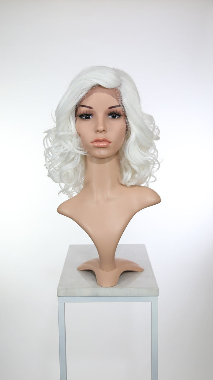 White Medium Length Curly Lace Front Wig - Duchess Series LDREA69