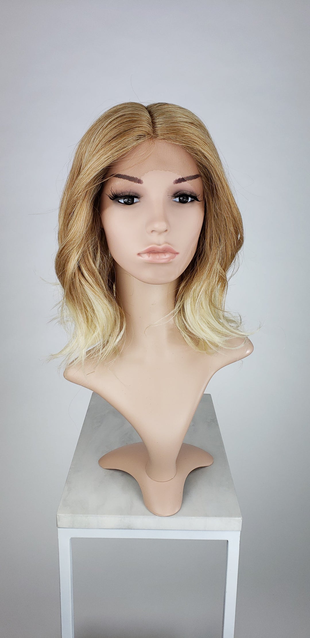 Strawberry Blonde Ombre Medium Length Wavy Lace Front Wig - Duchess Series LDHAT91