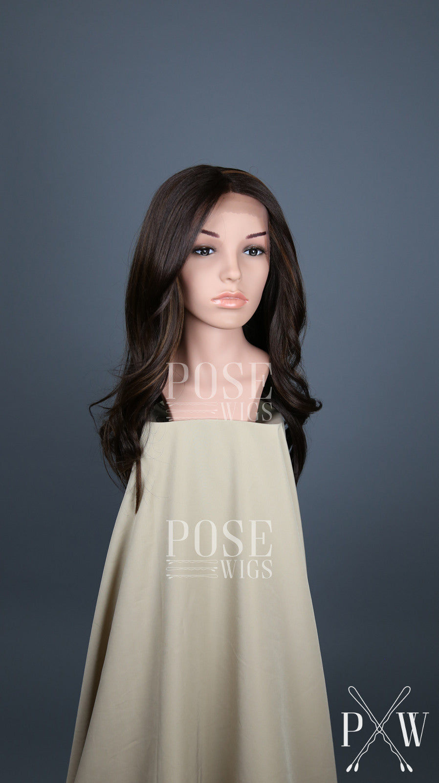 Dark Brown with Highlights Long Wavy Lace Front Wig - Lady Series LLSAF11
