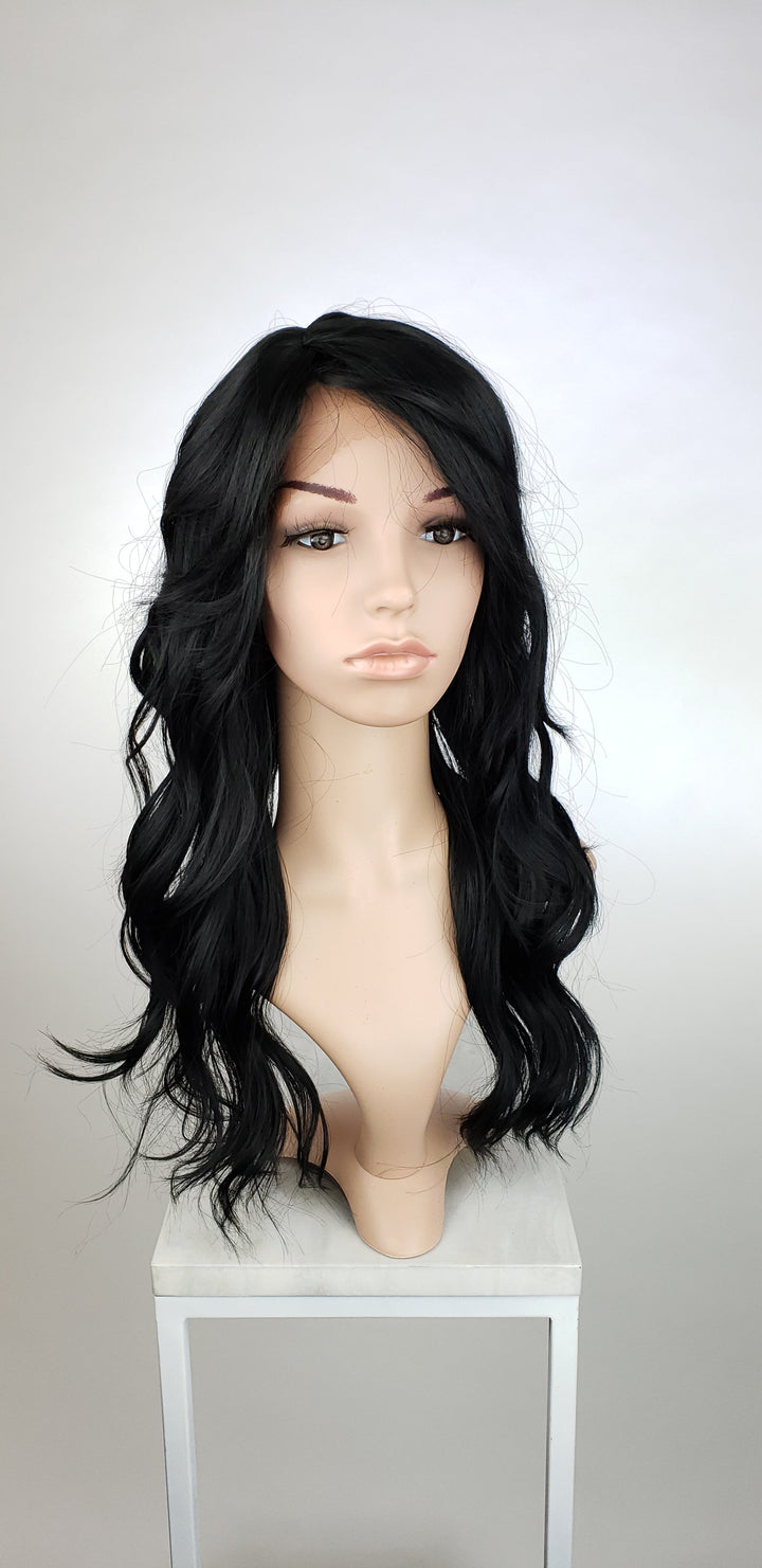 Black Long Wavy with Bangs Lace Front Wig - Lady Series LLTEA1