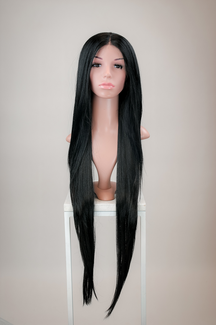 Black Long Straight Lace Front Wig - Duchess Series LDARL1 Morticia Addams Wig
