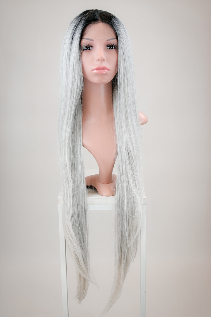 Silver Ombre Long Straight Lace Front Wig - Duchess Series LDARL80 Yasha Cosplay Wig