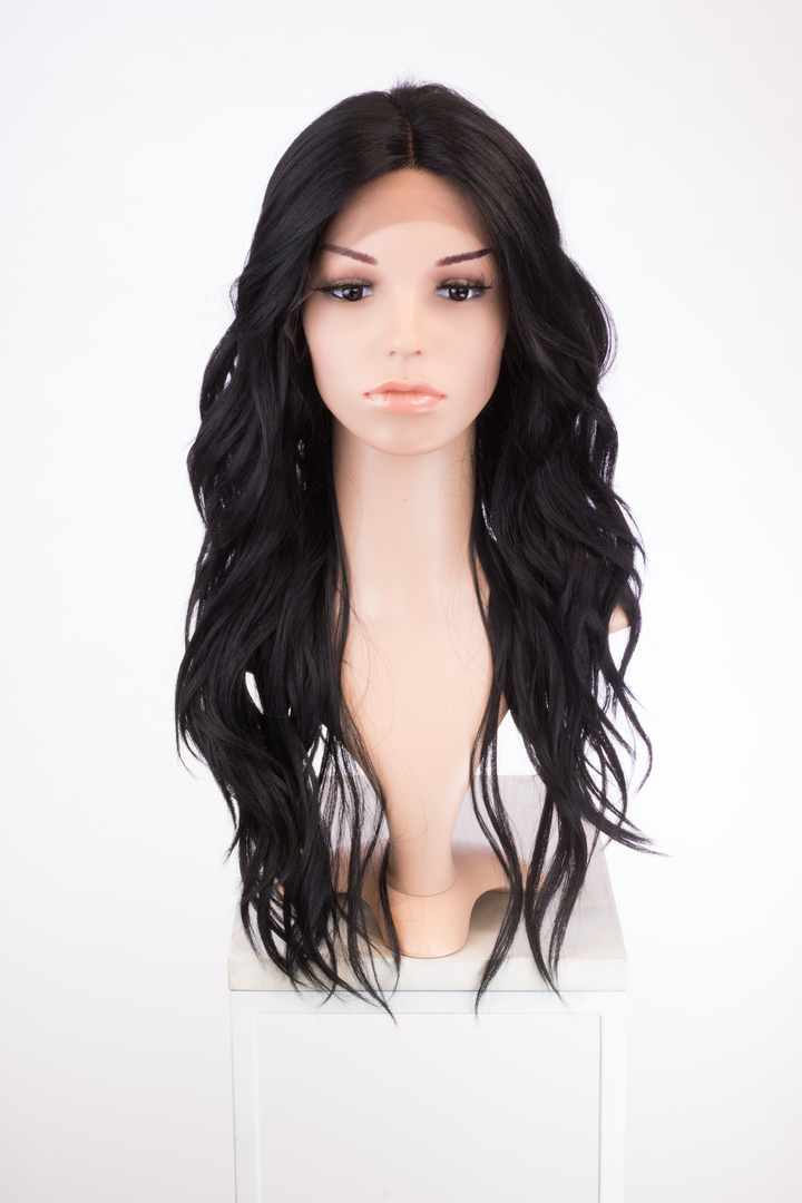 Black Long Wavy Lace Front Wig - Duchess Series LDORN1 Orion Midnight Black costume or cosplay wig