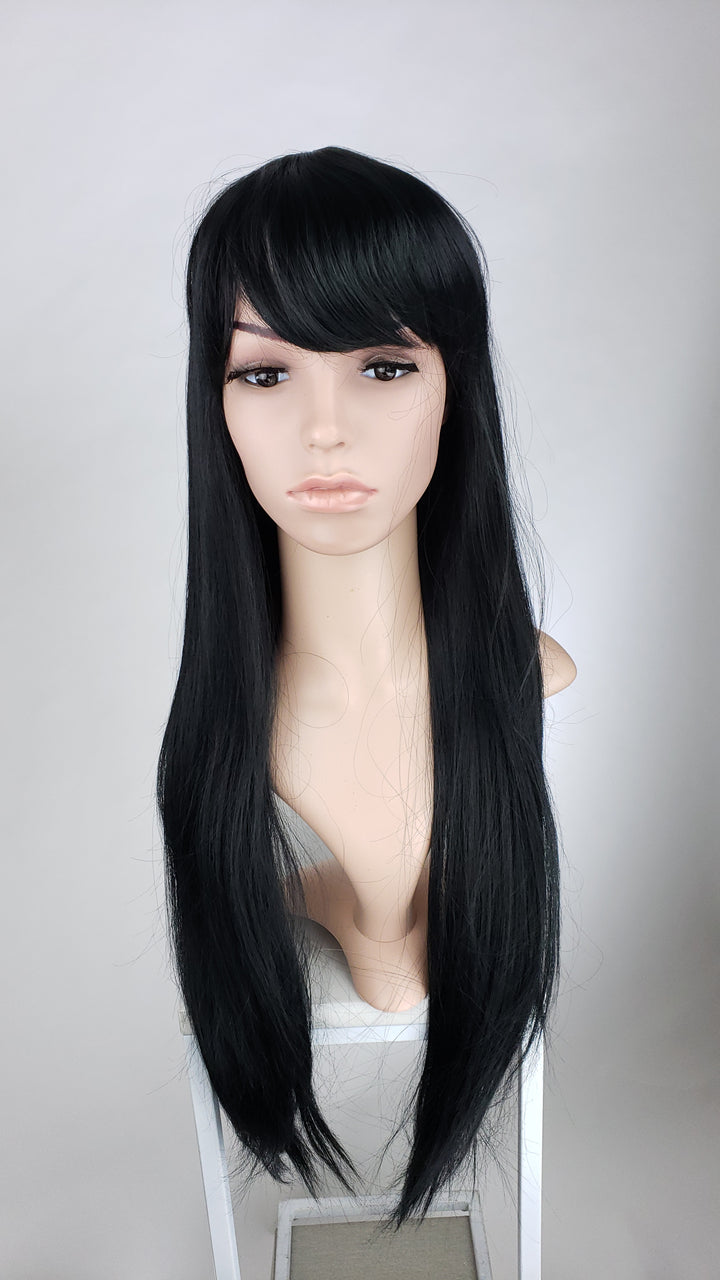 Pose Wigs Black Long Straight with Bangs Fashion Wig HSAPR1