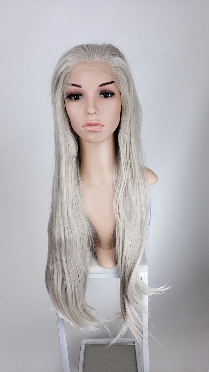 Bloom True Silver Lace Front Wig Silver Grey Long Straight Lace Front Wig - Princess Series LPBLU23