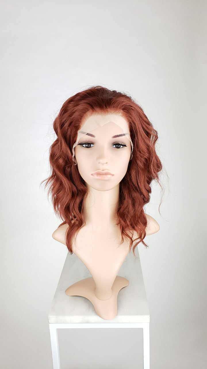  Bold Red Medium Length Curly Bob Lace Front Wig - Princess Series LPFAE53  Pose Wigs