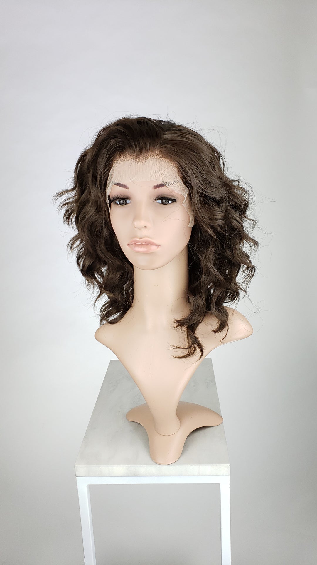 Brown Medium Length Curly Bob Lace Front Wig - Princess Series LPFAE61