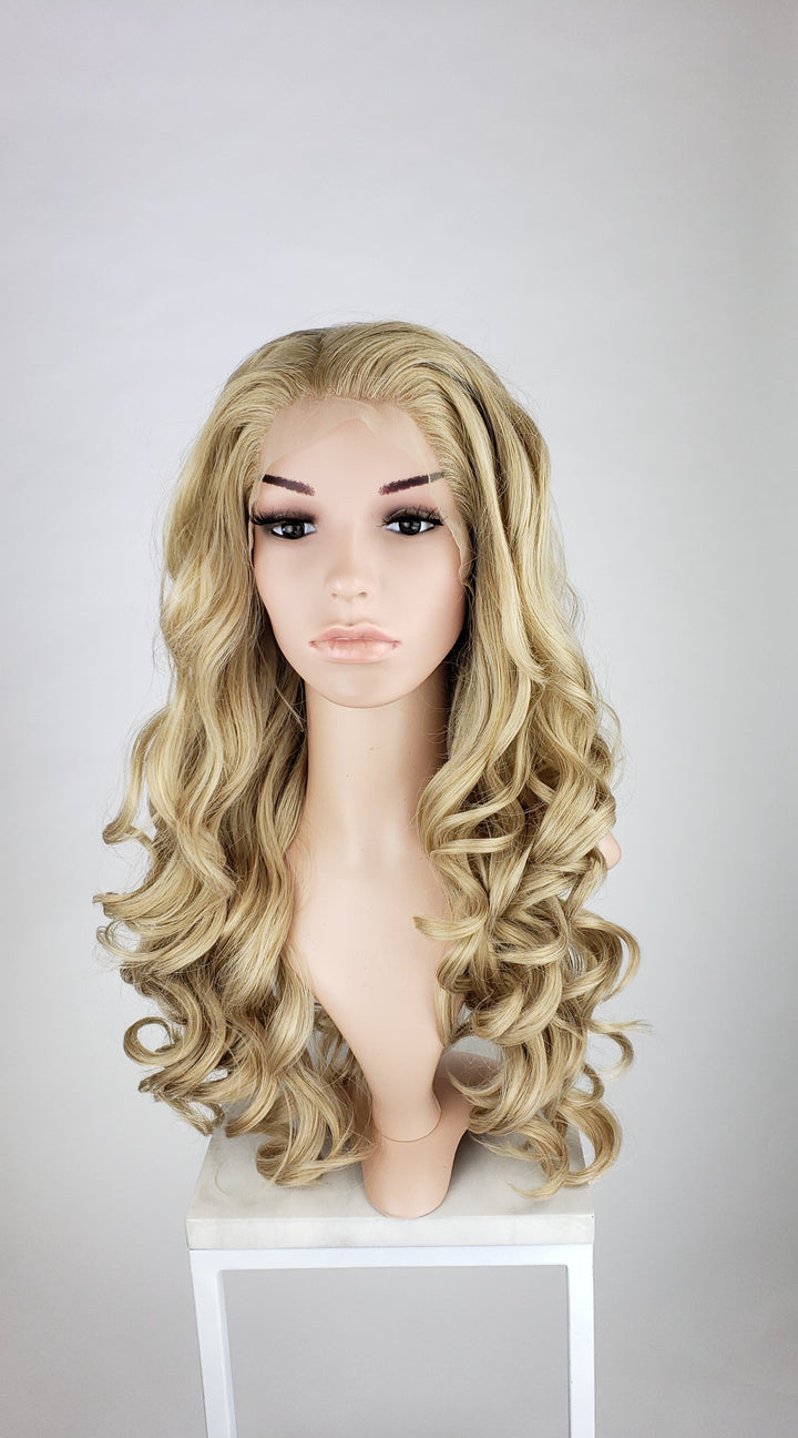Natural Blonde Long Curly Lace Front Wig - Princess Series LPKAT121