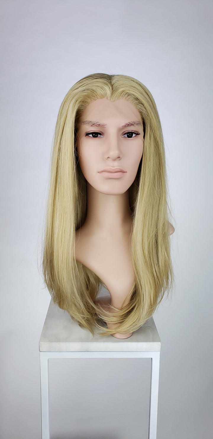 Mens Blonde Mix Long Straight Lace Front Wig - LPSKY122