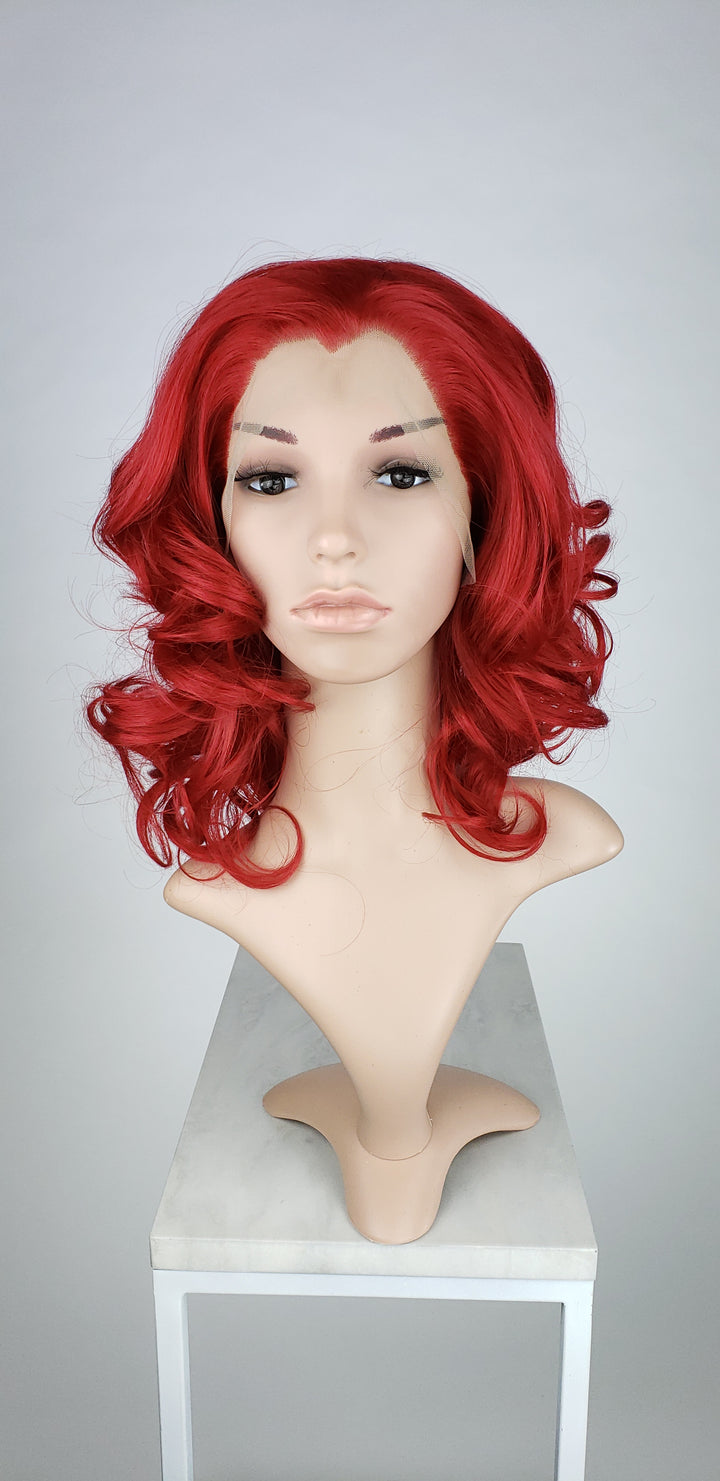 Bright Red Medium Length Wavy Lace Front Wig - Princess Series LPZOE57