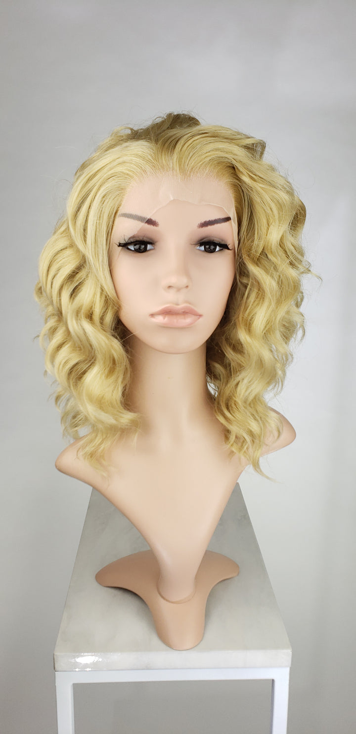 Blonde Mix Medium Length Curly Lace Front Wig - Princess Series LPFAE122