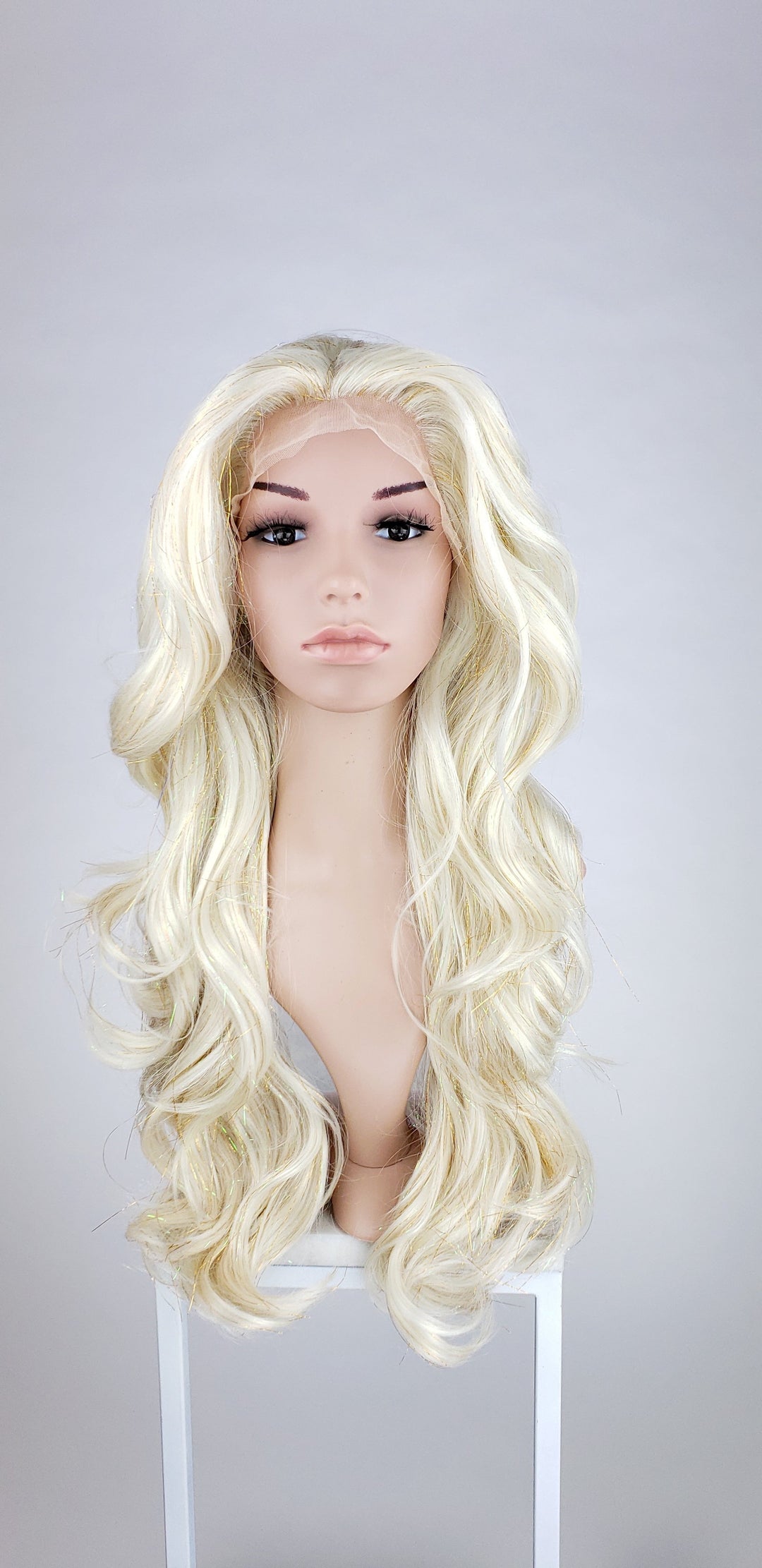 Pose Wigs Glitter Crystal Blonde Long Wavy Lace Front Wig - Princess Series LPSHN42