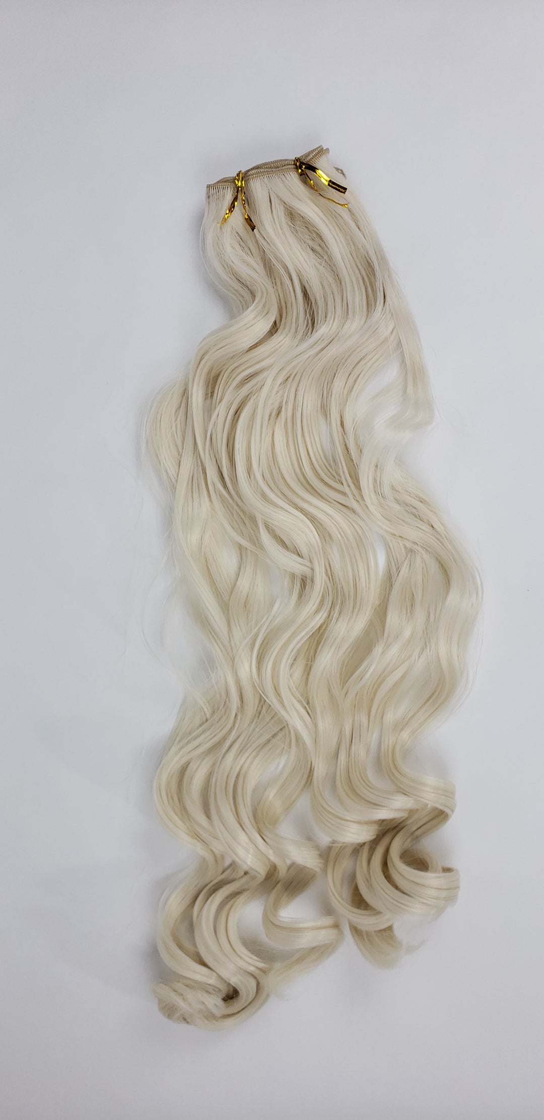 Pose Wigs White Blonde 26" Long Curly Synthetic Hair - Loose Sew-in Wefting