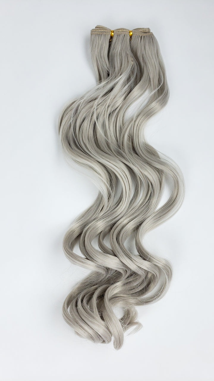 Pose Wigs Silver Grey 26" Long Curly Synthetic Hair - Loose Sew-in Wefting SilverGreyWeft