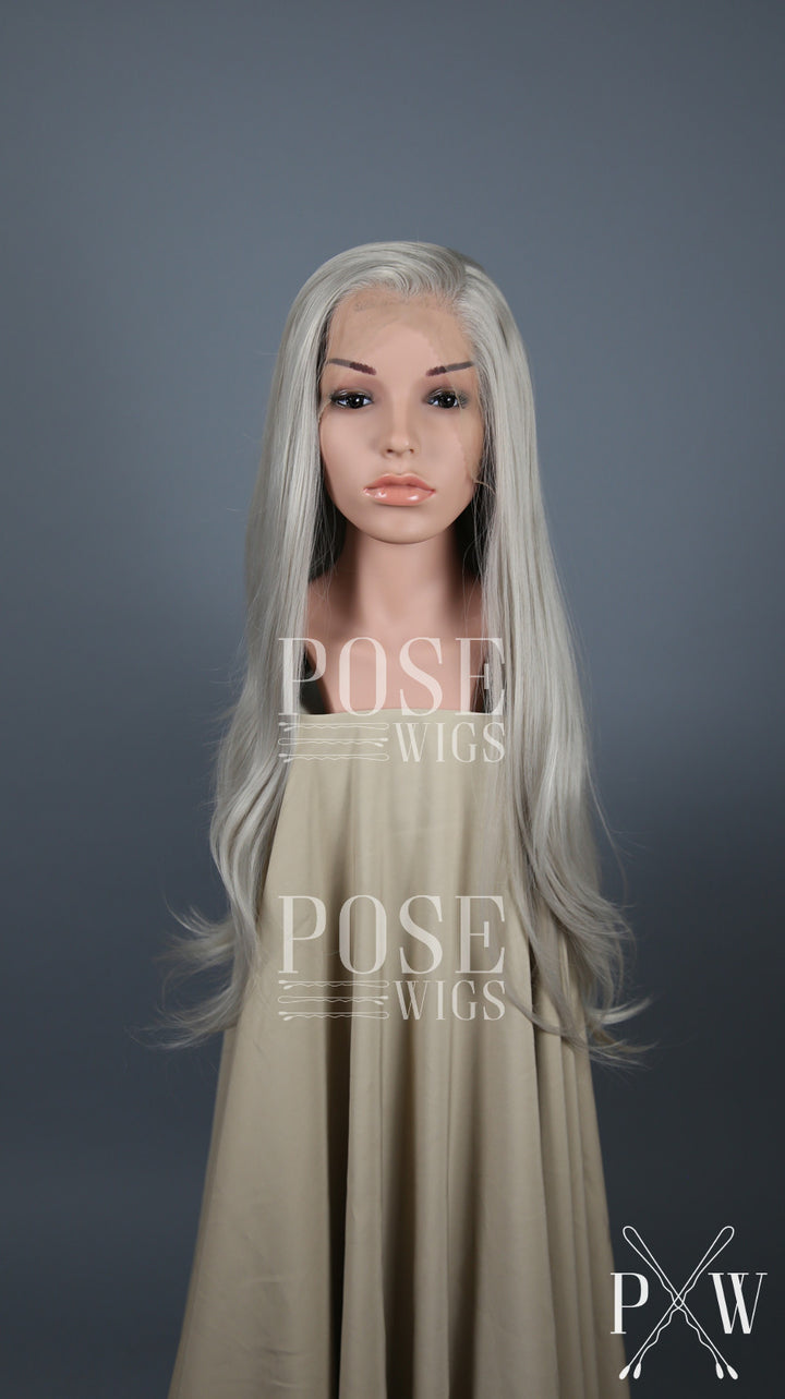 Silver Grey Long Straight Lace Front Wig - Princess Series LP012