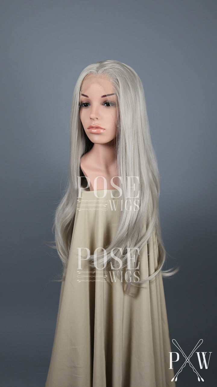 Silver Grey Long Straight Lace Front Wig - Princess Series LP012