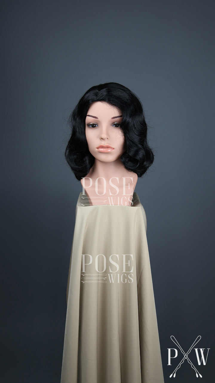 Black Short Finger Wave Vintage Curls Costume Fashion Wig FETE1
