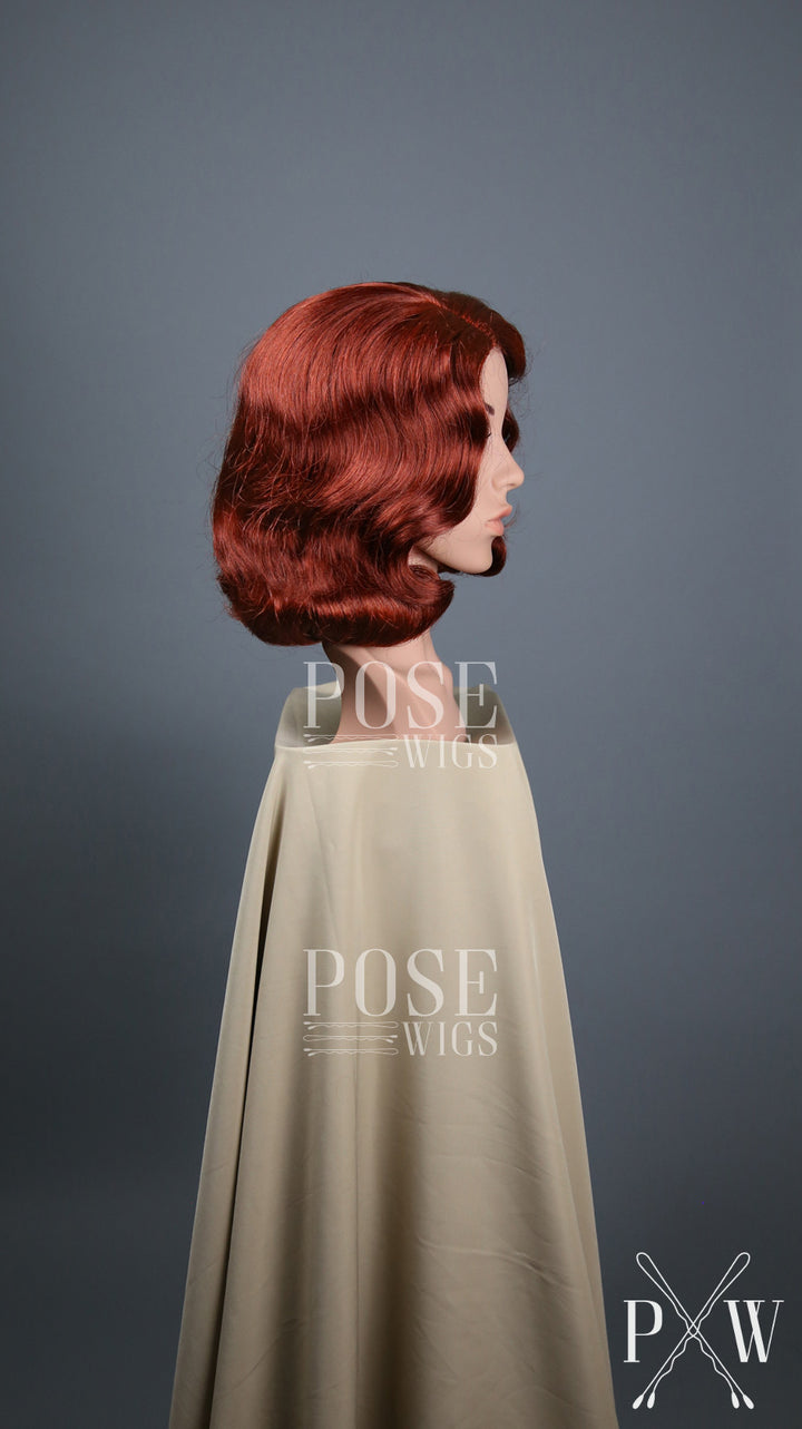 Red Short Finger Wave Vintage Curls Costume Fashion Wig FETE53