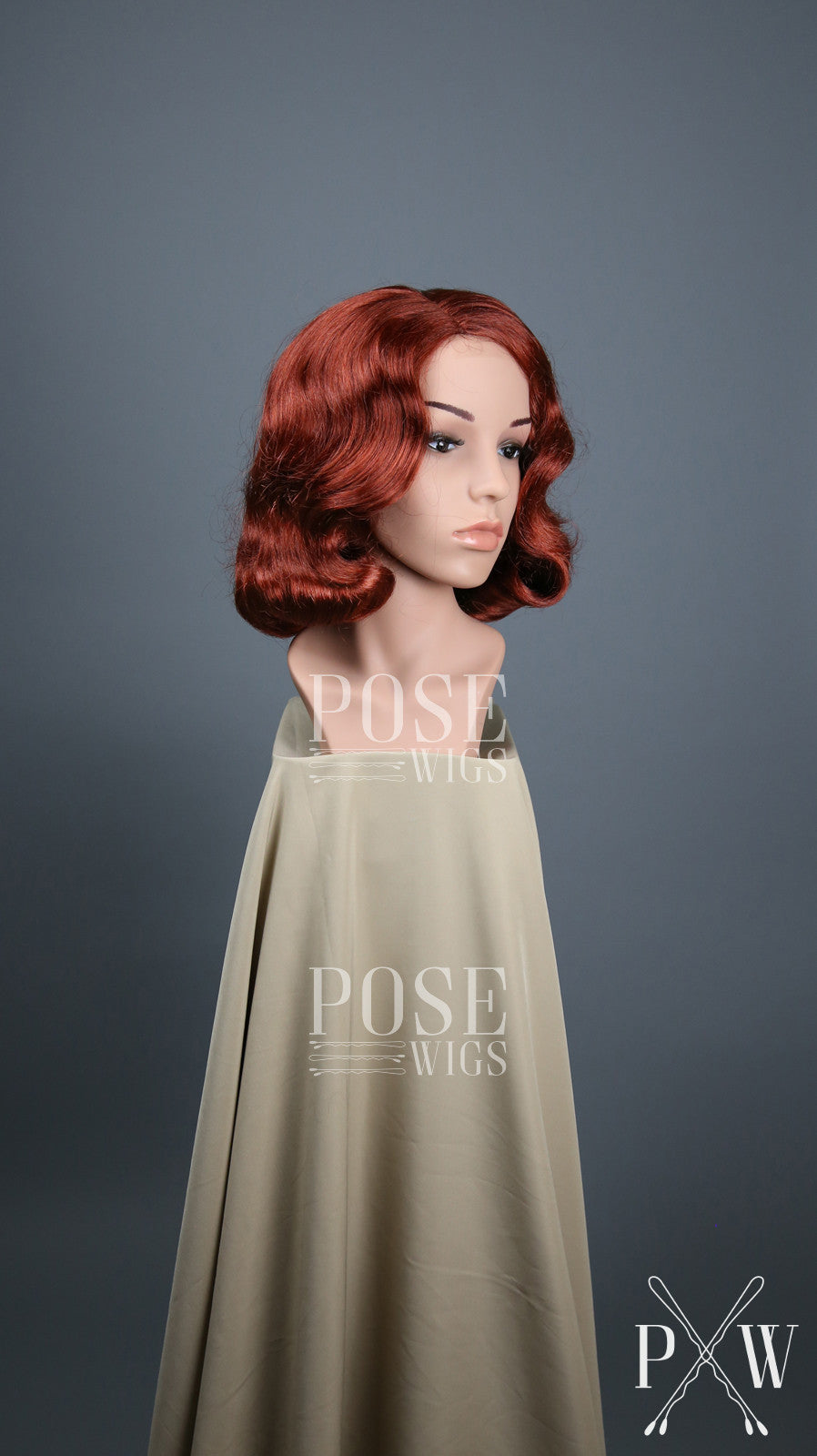 Red Short Finger Wave Vintage Curls Costume Fashion Wig FETE53