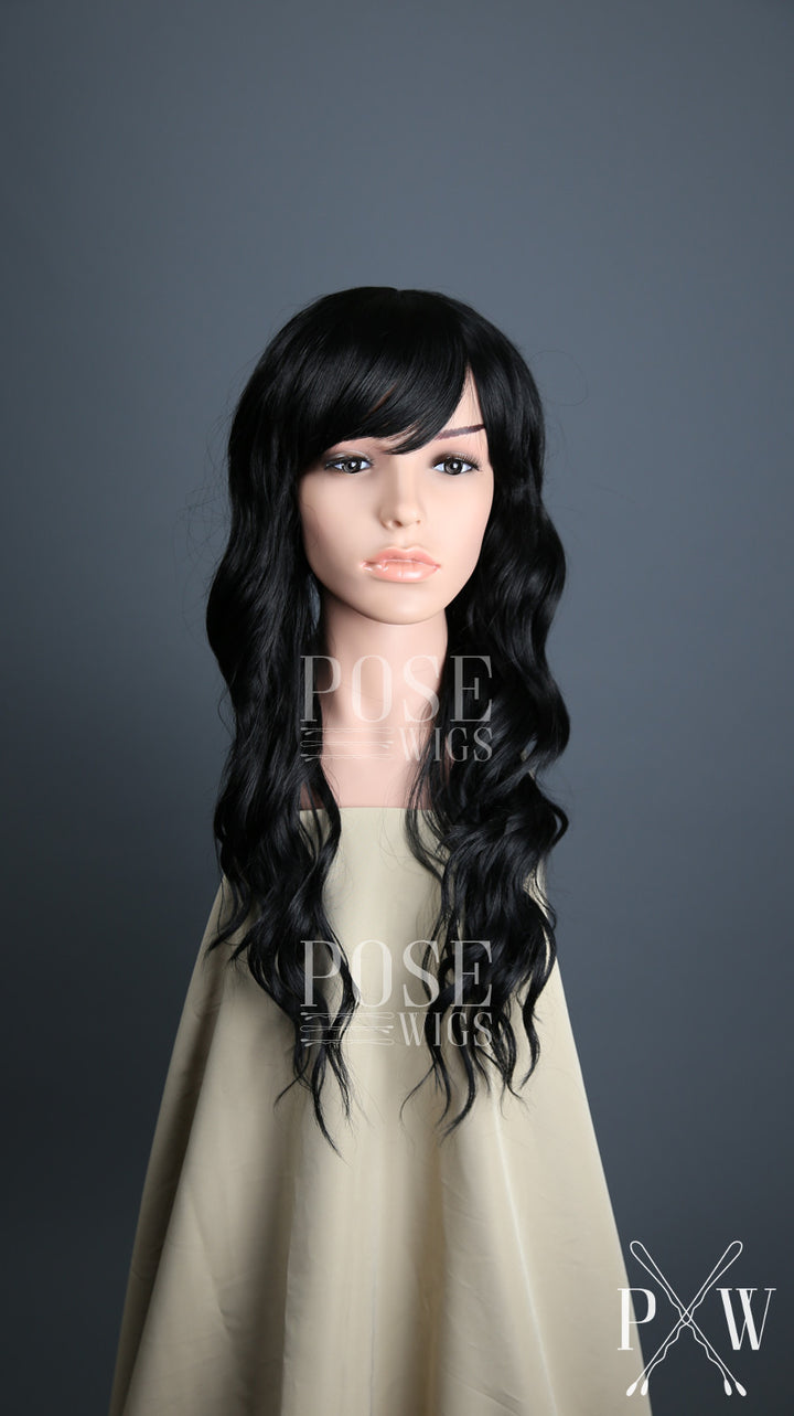Black Long Wavy with Bangs Fashion Wig HSOPH1