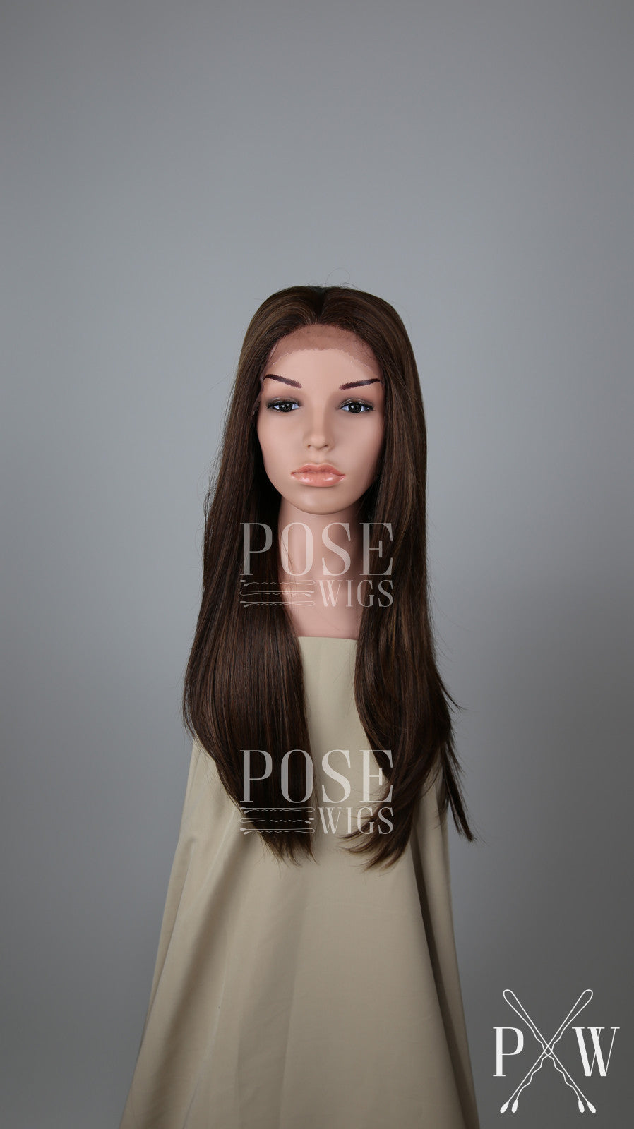 Dark Brown with Highlights Long Straight Lace Front Wig - Lady Series LLDAH18