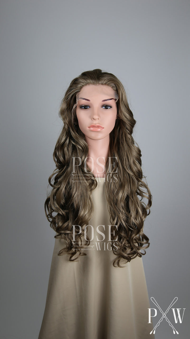 Ash Brown Long Curly Lace Front Wig - Princess Series LP042