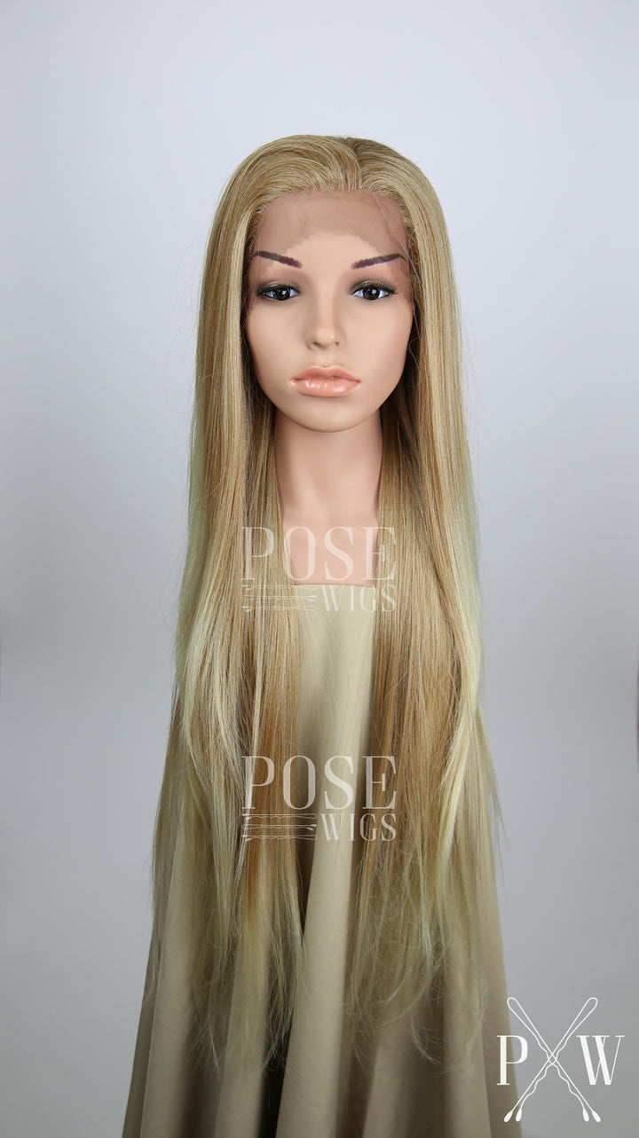 Strawberry Blonde Ombre Long Straight Lace Front Wig - Lady Series LLHAW91
