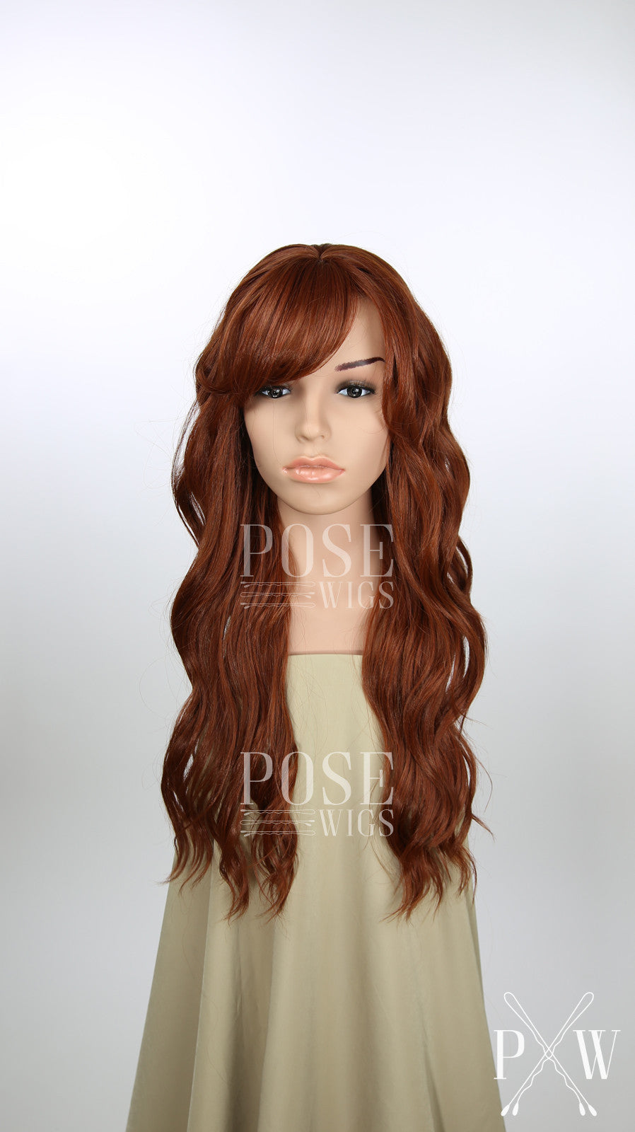 Red Long Curly Hair with Bangs Fashion Wig - Large 23" size - HSFAN52