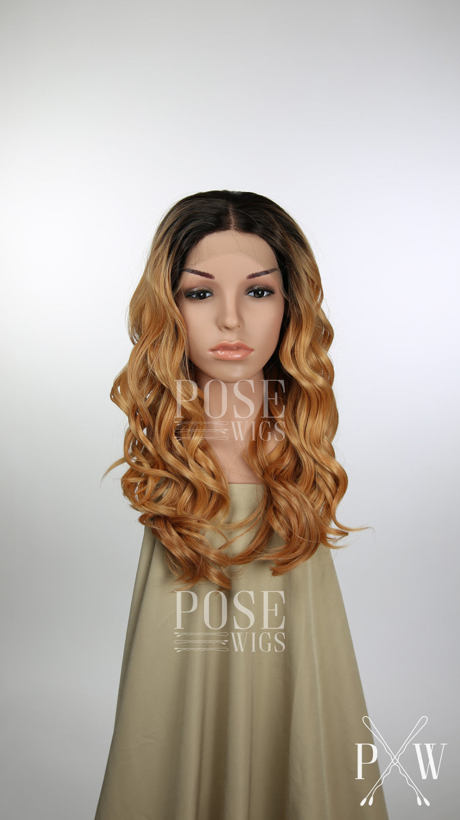 Balayage Dark Peachy Blonde Ombre Long Curly Lace Front Wig - Princess Series LP093