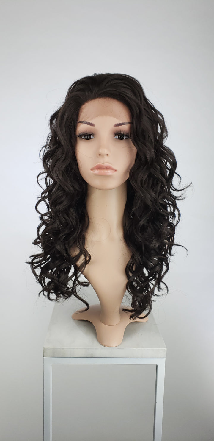 Dark Brown Long Curly Lace Front Wig - Lady Series LLVOG10