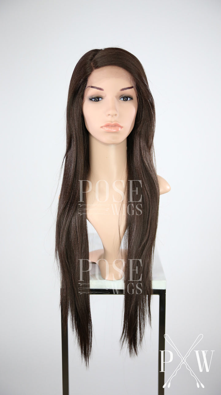 Dark Brown Long Straight with Bangs Lace Front Wig - Lady Series LLYUM10