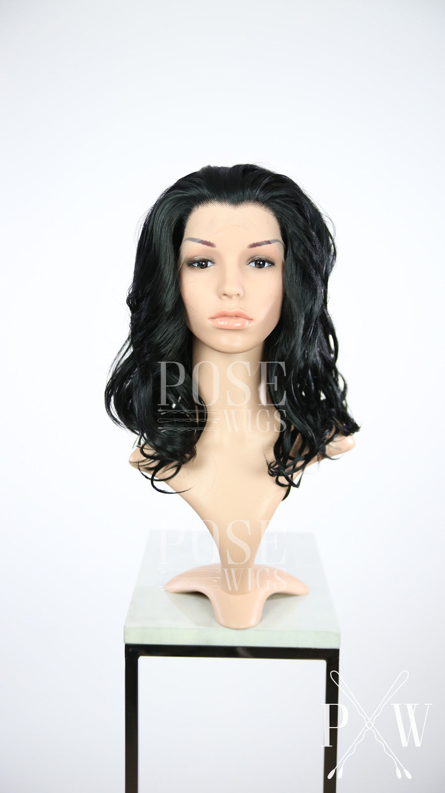 Pose Wigs Black Medium Length Wavy Lace Front Wig - Princess Series LP051