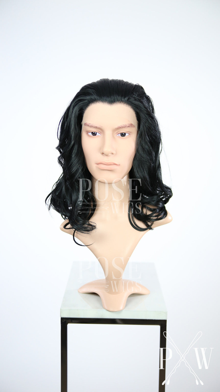 Mens Black Medium Length Wavy Lace Front Wig - Princess Series LP051