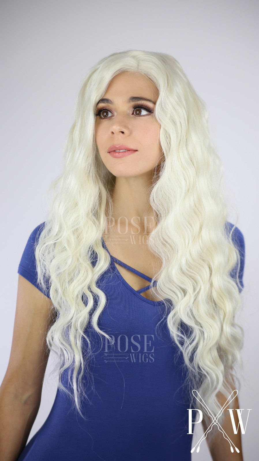 White Blonde Long Wavy Lace Front Wig - Queen Series LQ002