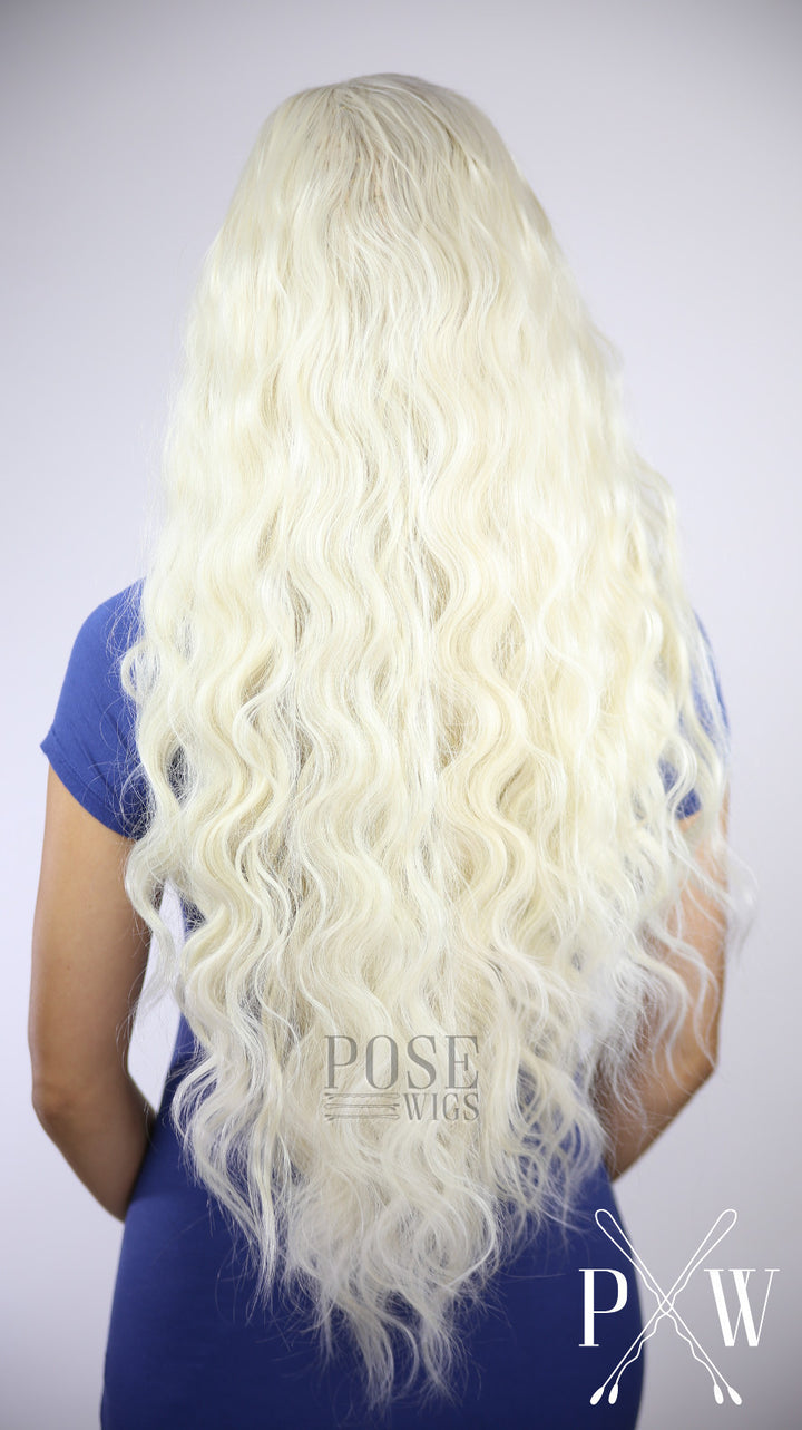 White Blonde Long Wavy Lace Front Wig - Queen Series LQ002