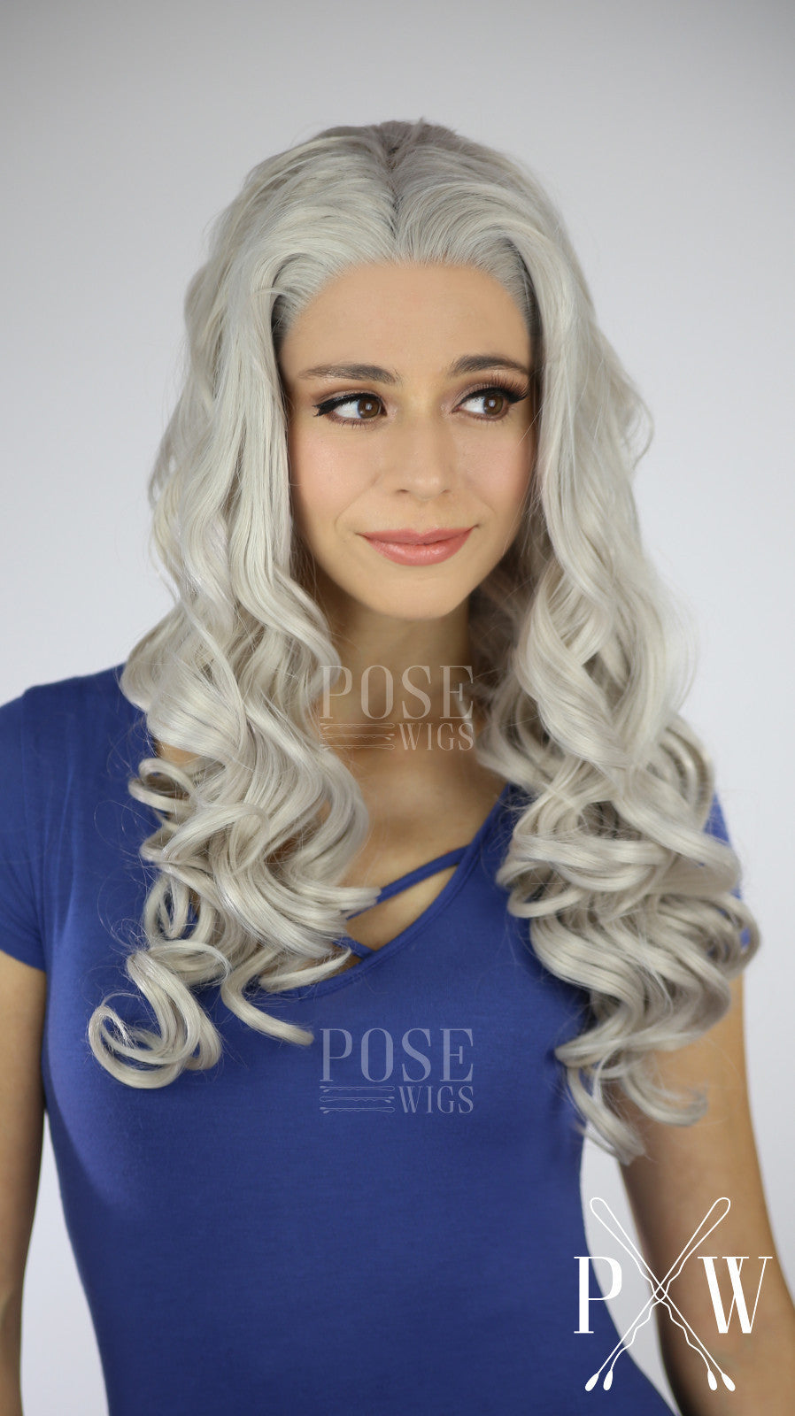 Daenerys Wig Silver Grey Long Curly Lace Front Wig - Princess Series LP011