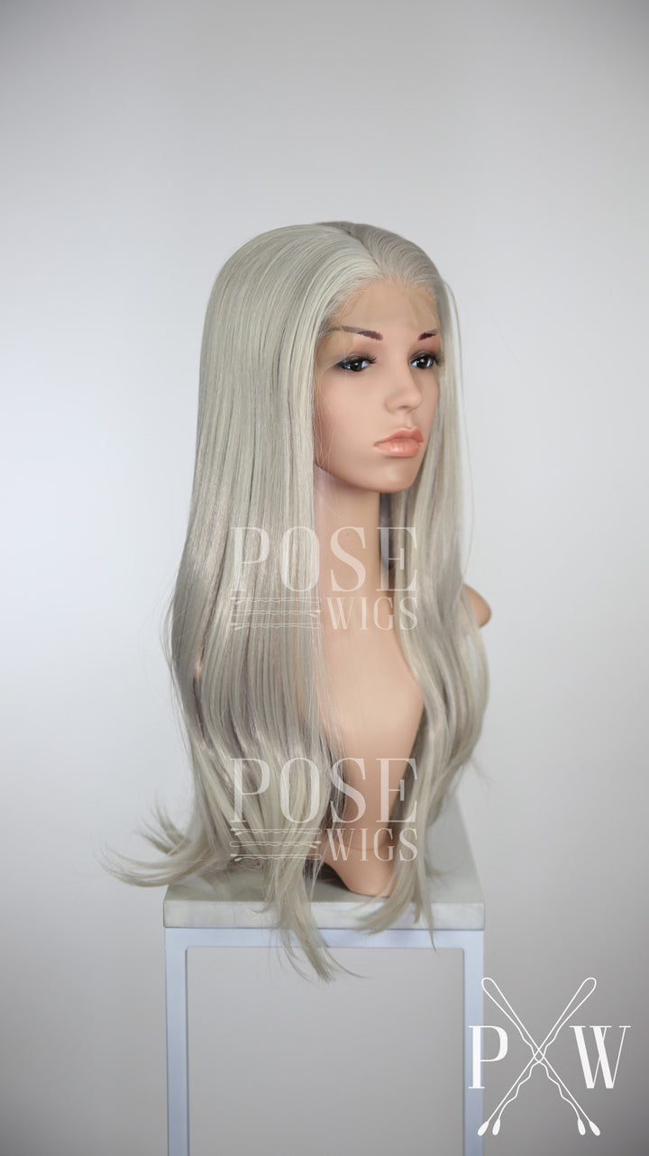 Pose Wigs Silver Grey Long Straight Lace Front Wig - Princess Series LP012