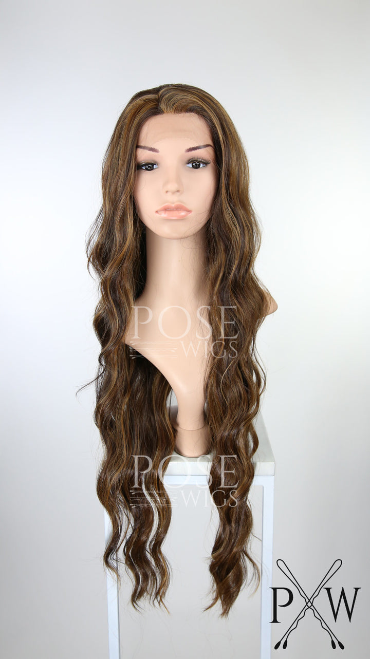 Dark Brown with Highlights Long Curly Lace Front Wig - Lady Series LLMON18