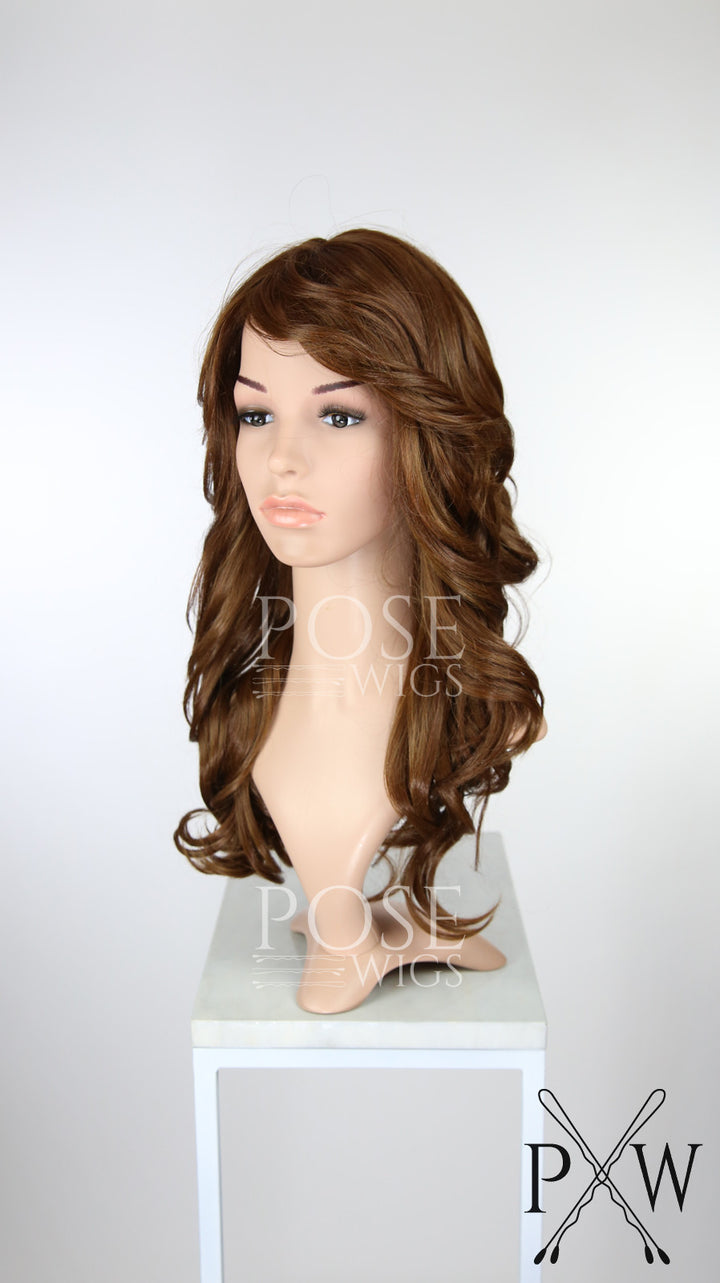 Red Brown Long Wavy with Bangs Fashion Wig HSPHN56