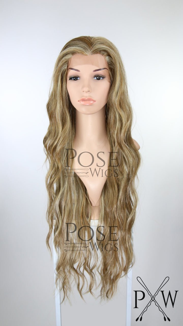 Brown with Blonde Highlights Long Curly Lace Front Wig - Lady Series LLMON26