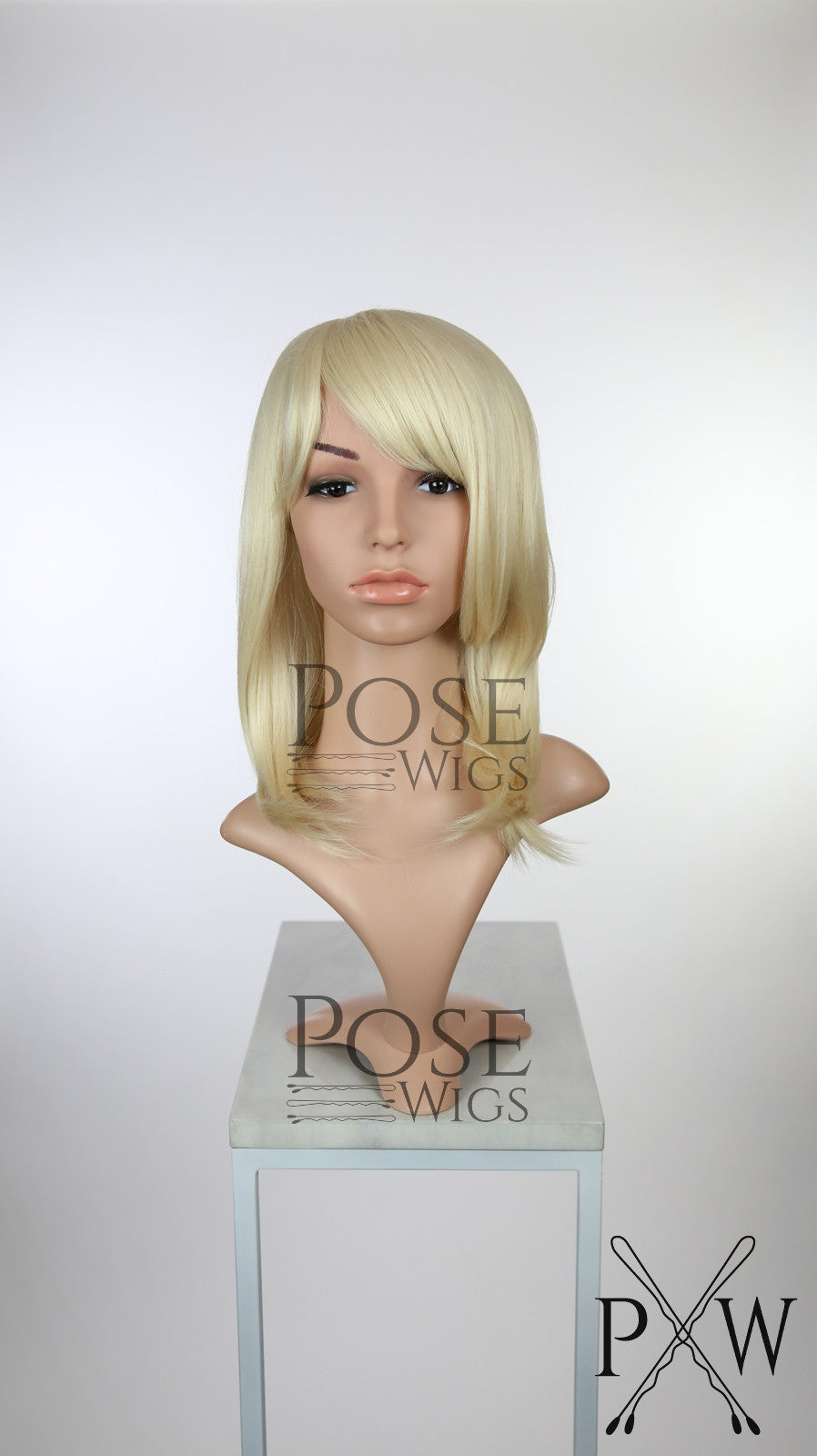 Blonde Medium Length Straight Bob with Bangs Fashion Wig HSKLY44